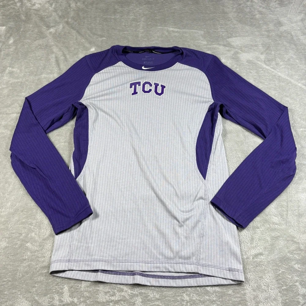 TCU Horned Frogs Shirt Mens Medium Nike Pro Long Sleeve Performance Stretch NCAA